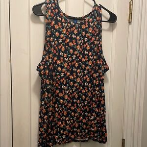 Floral Sleeveless Top - Navy w/ Pink